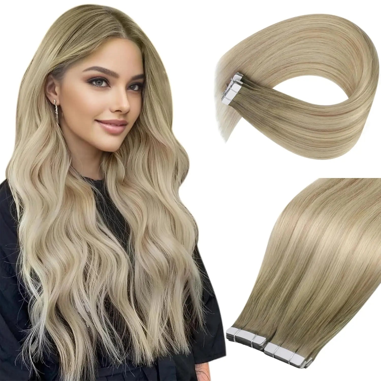 Color Real Natural Hair Skin Weft Extensions
