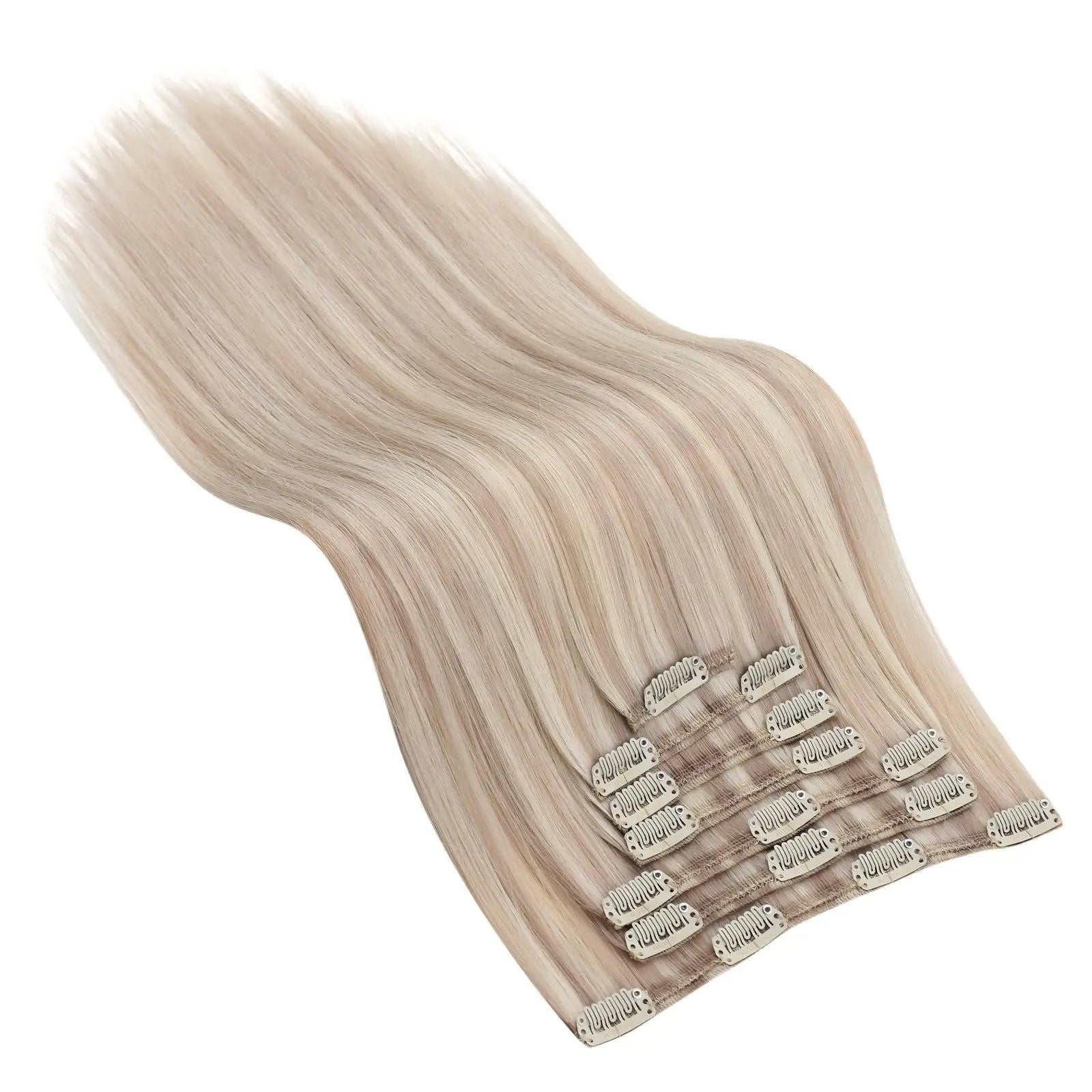 Dark Brown Blonde Clip on Extensions