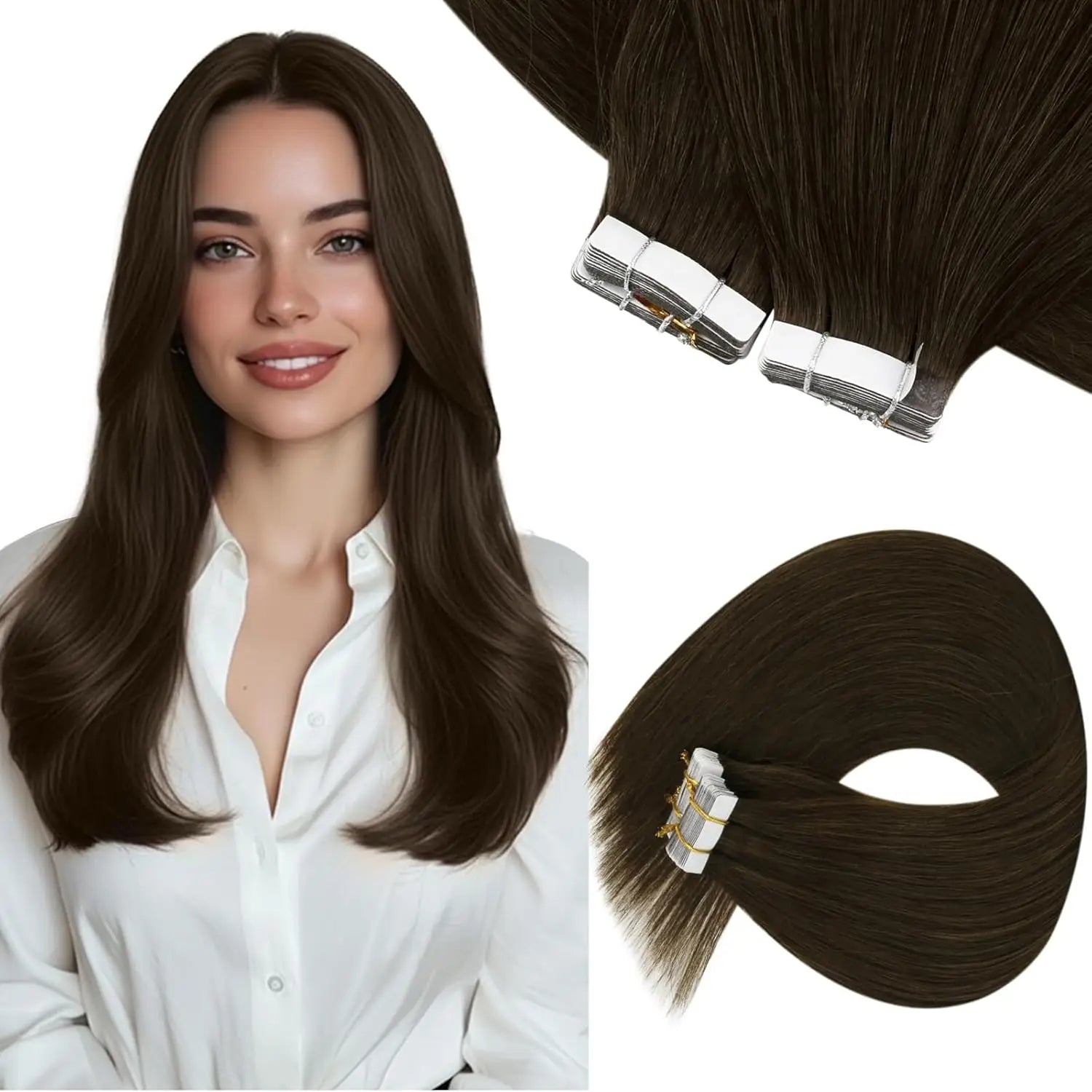 Color Real Natural Hair Skin Weft Extensions