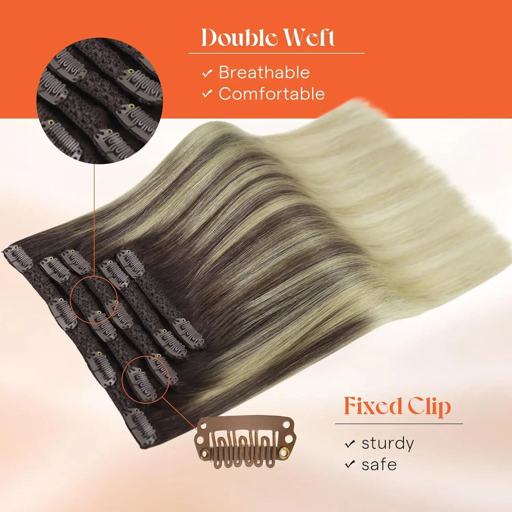 Human Hair Mix Blonde Clip-In Extensions