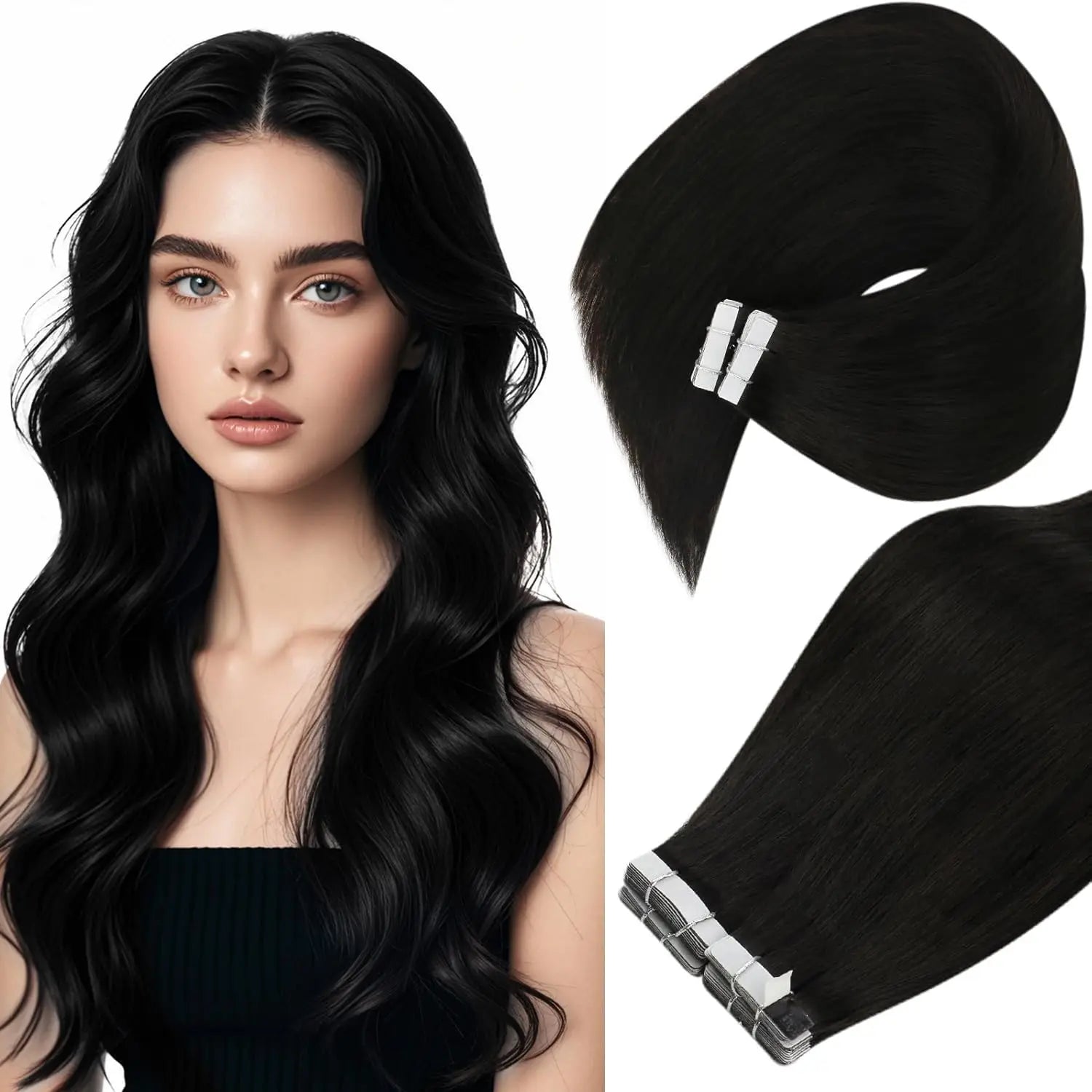 Color Real Natural Hair Skin Weft Extensions