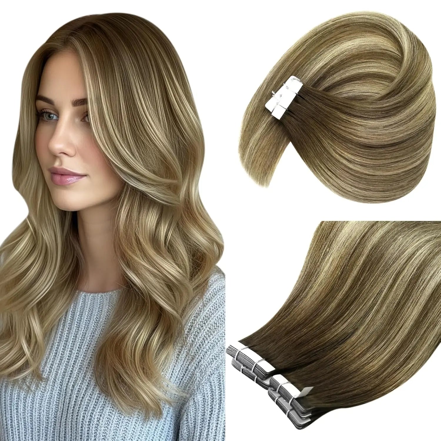 Color Real Natural Hair Skin Weft Extensions