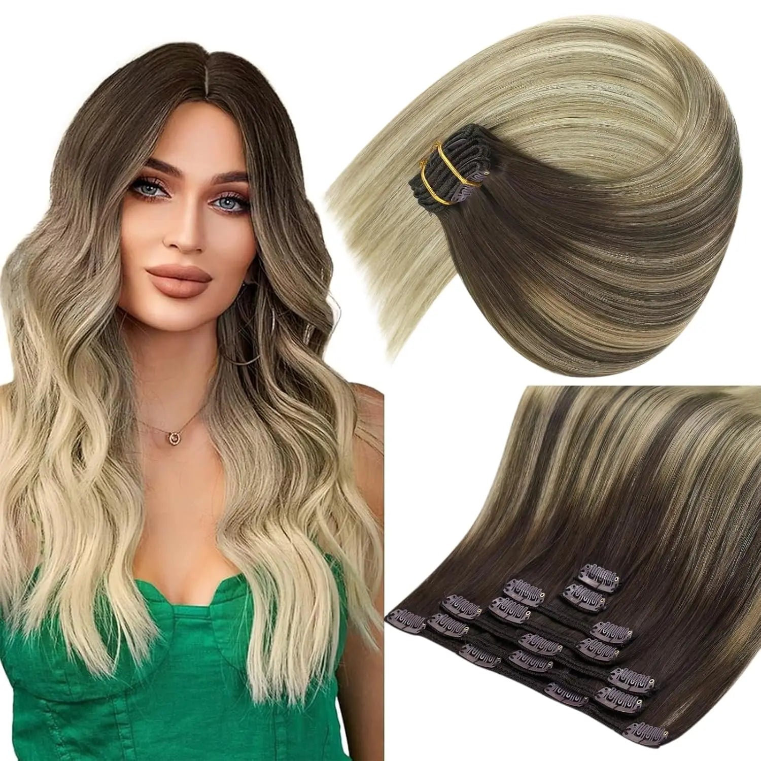 Human Hair Mix Blonde Clip-In Extensions