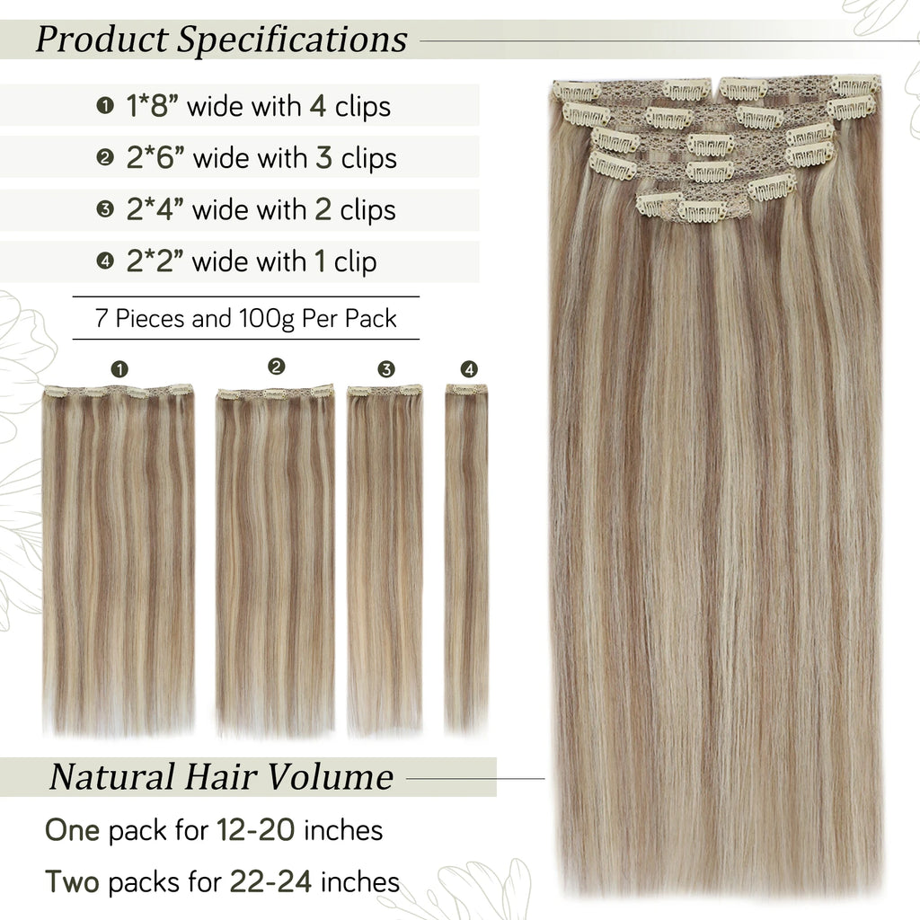 Double Weft Clip on Air Ombre and Highlighted Color