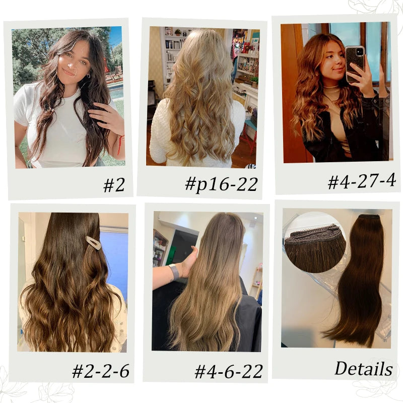 Fish Wire Natural Human Hair Brown Hair Extension