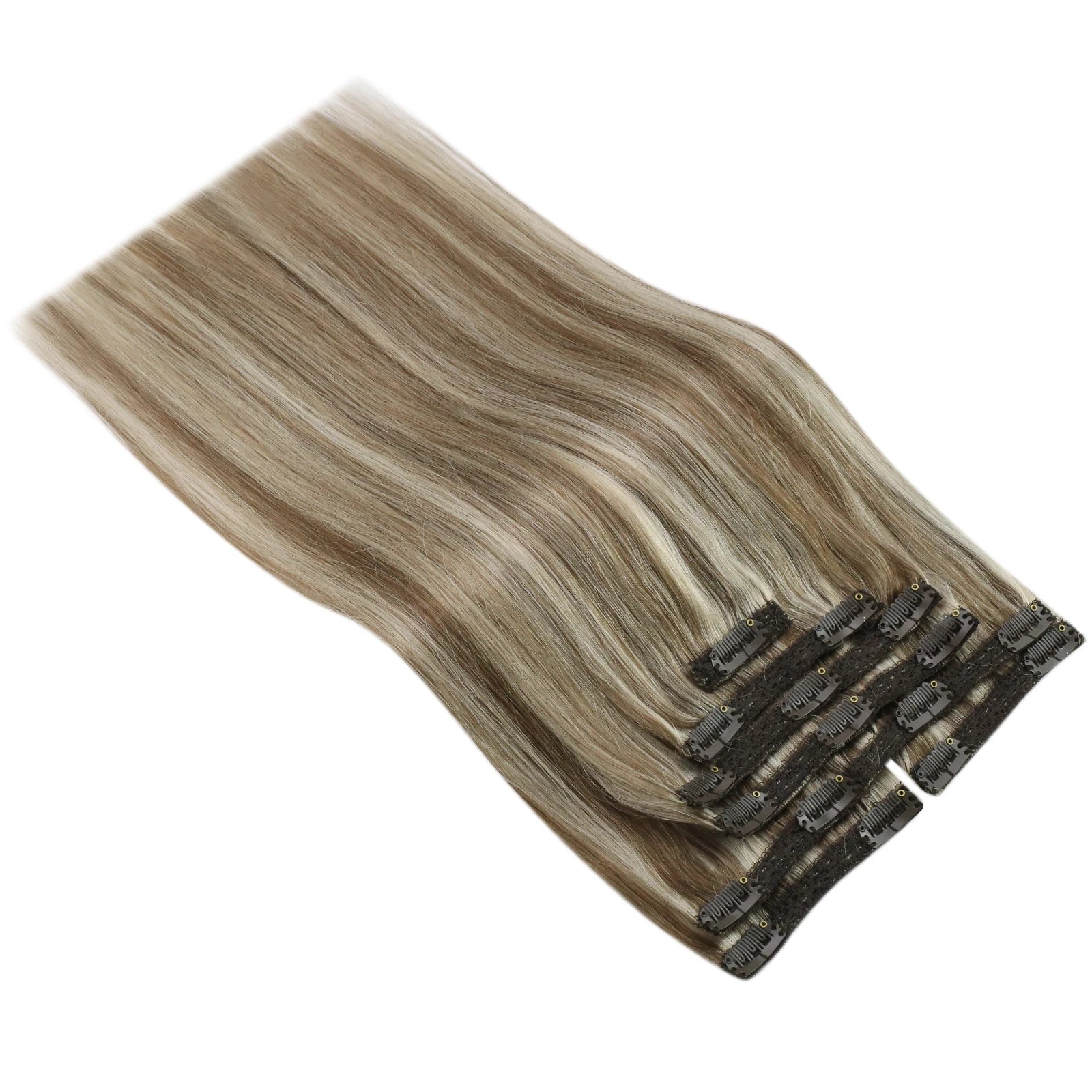 Dark Brown Blonde Clip on Extensions