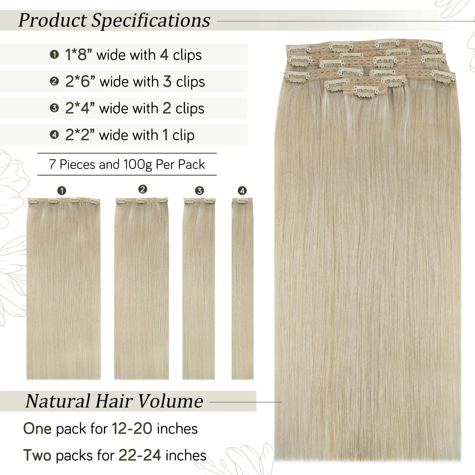 Dark Brown Blonde Clip on Extensions