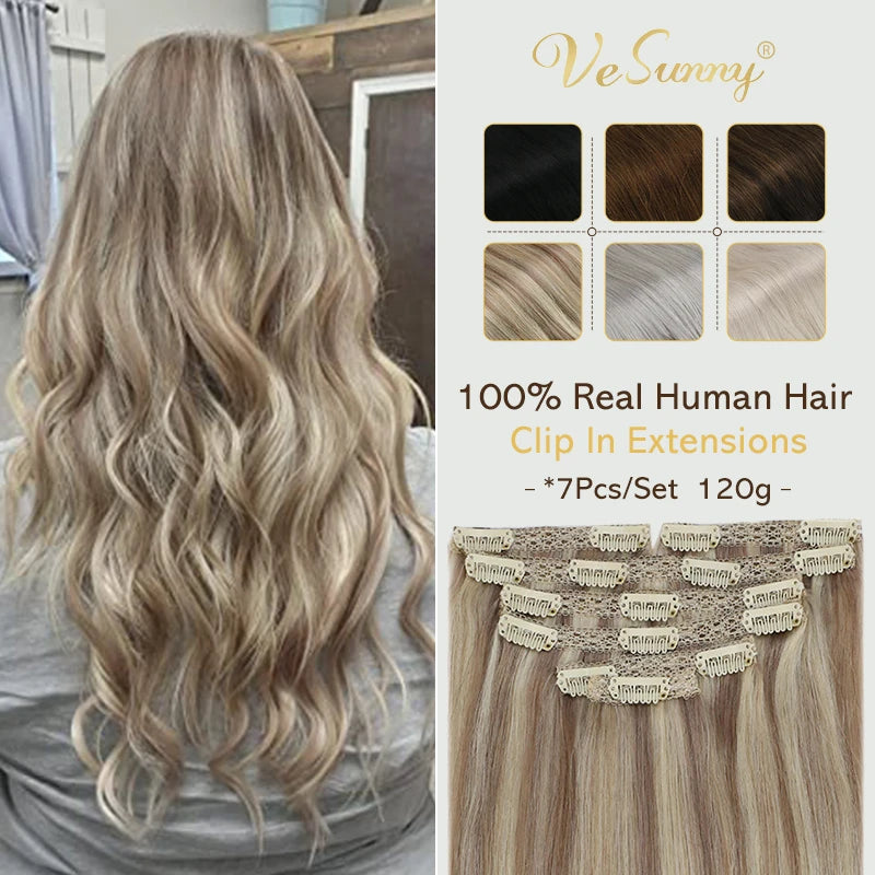 Double Weft Clip on Air Ombre and Highlighted Color