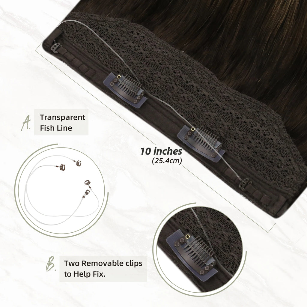 Fish Wire Natural Human Hair Brown Hair Extension
