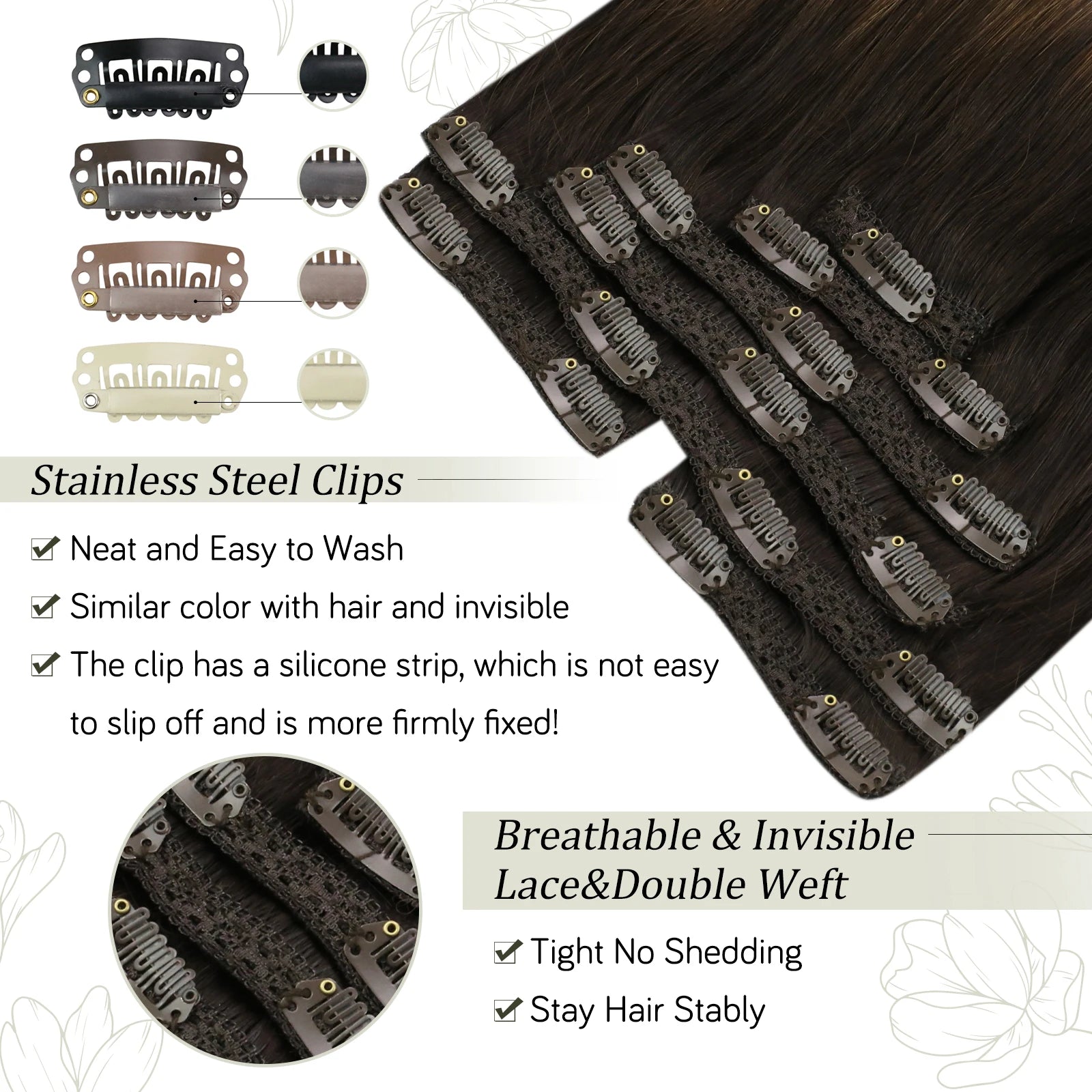 Double Weft Brazilian Hair Clip-in Extensions