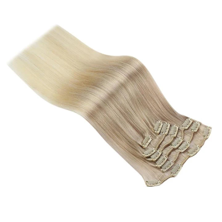 Double Weft Clip Highlighted And Balayage Color Hair Extensions