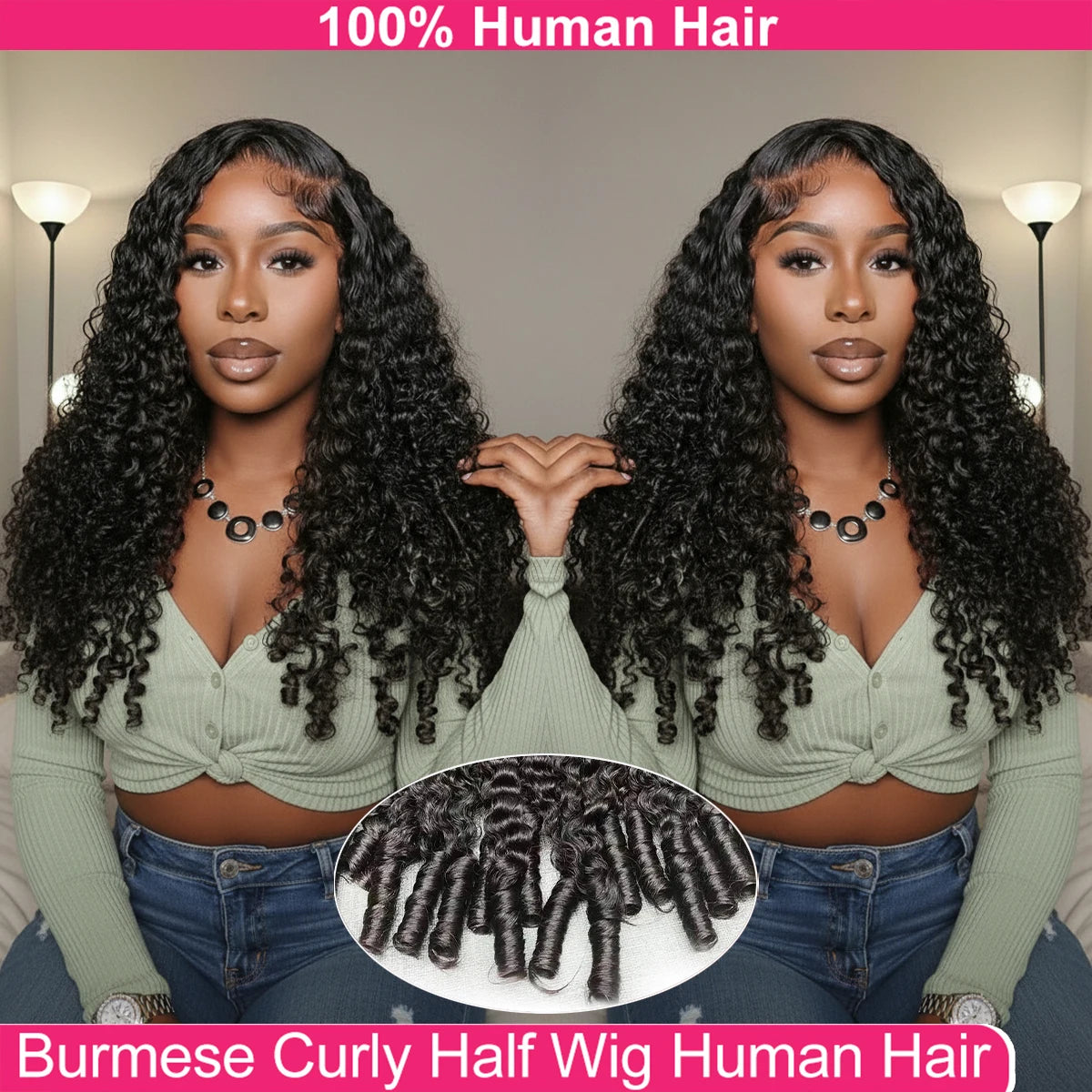 Burmese Curly 3 IN 1 Half Wigs