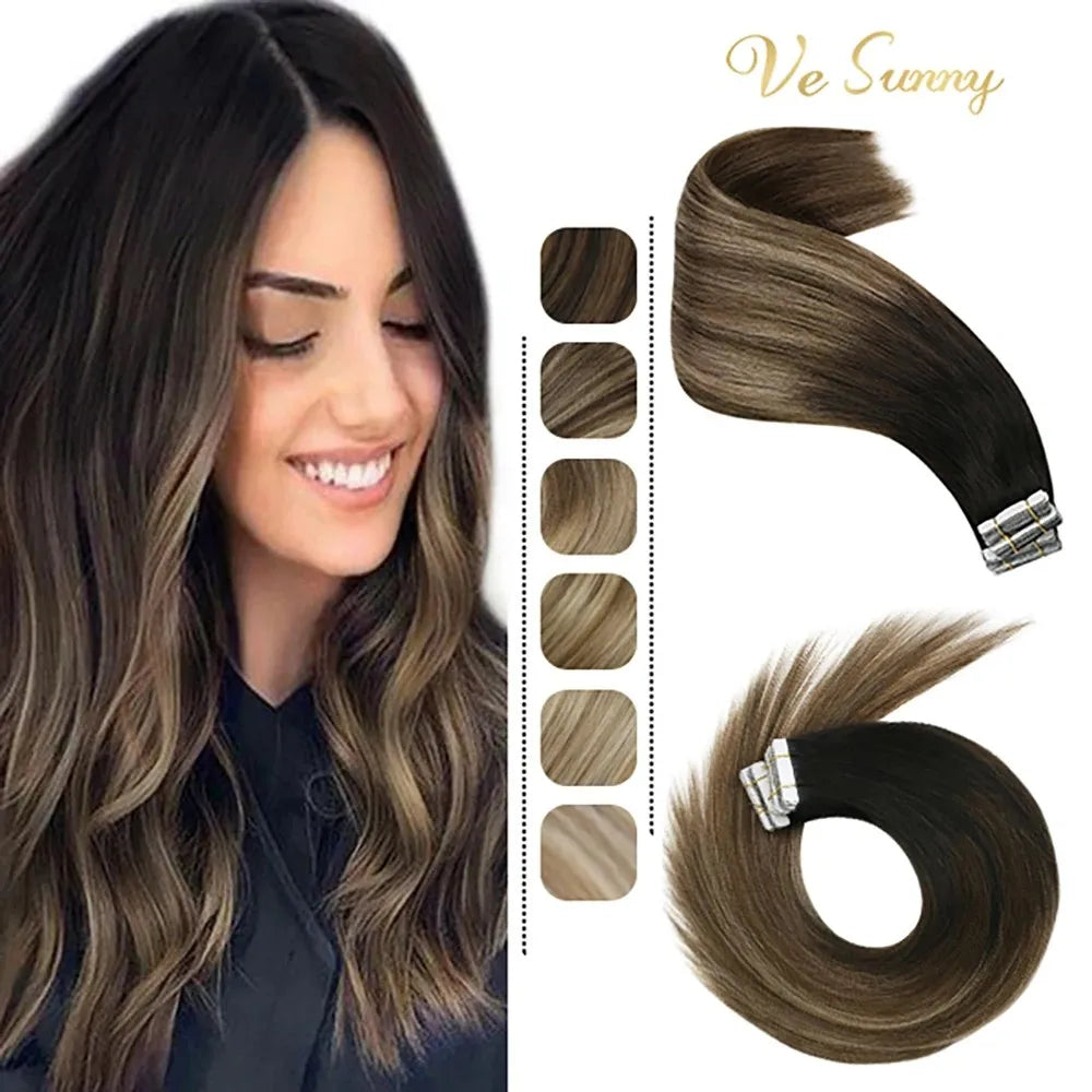 Human Hair Seamless Skin Weft Hair Extensions