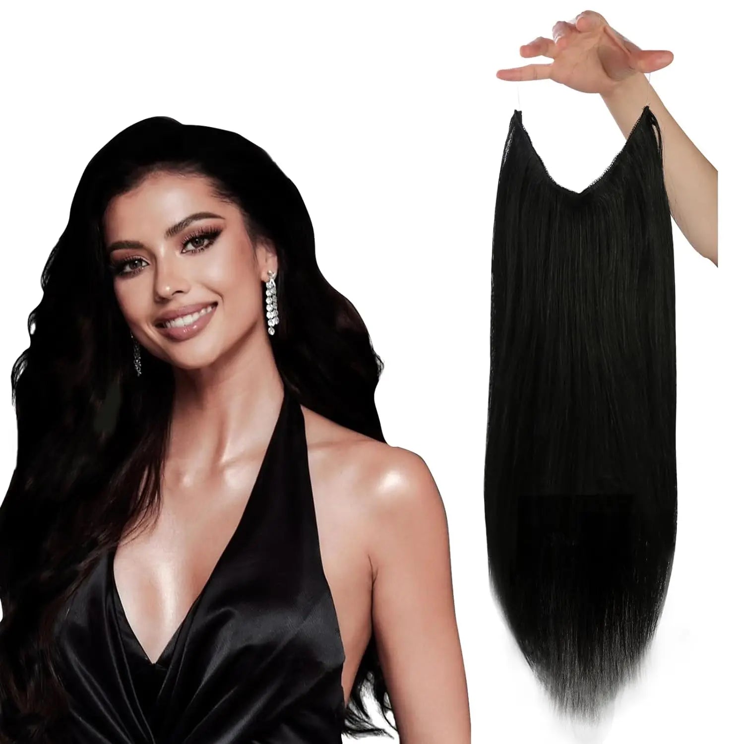 Fish Line One Piece Invisible Wire Hair Extensions