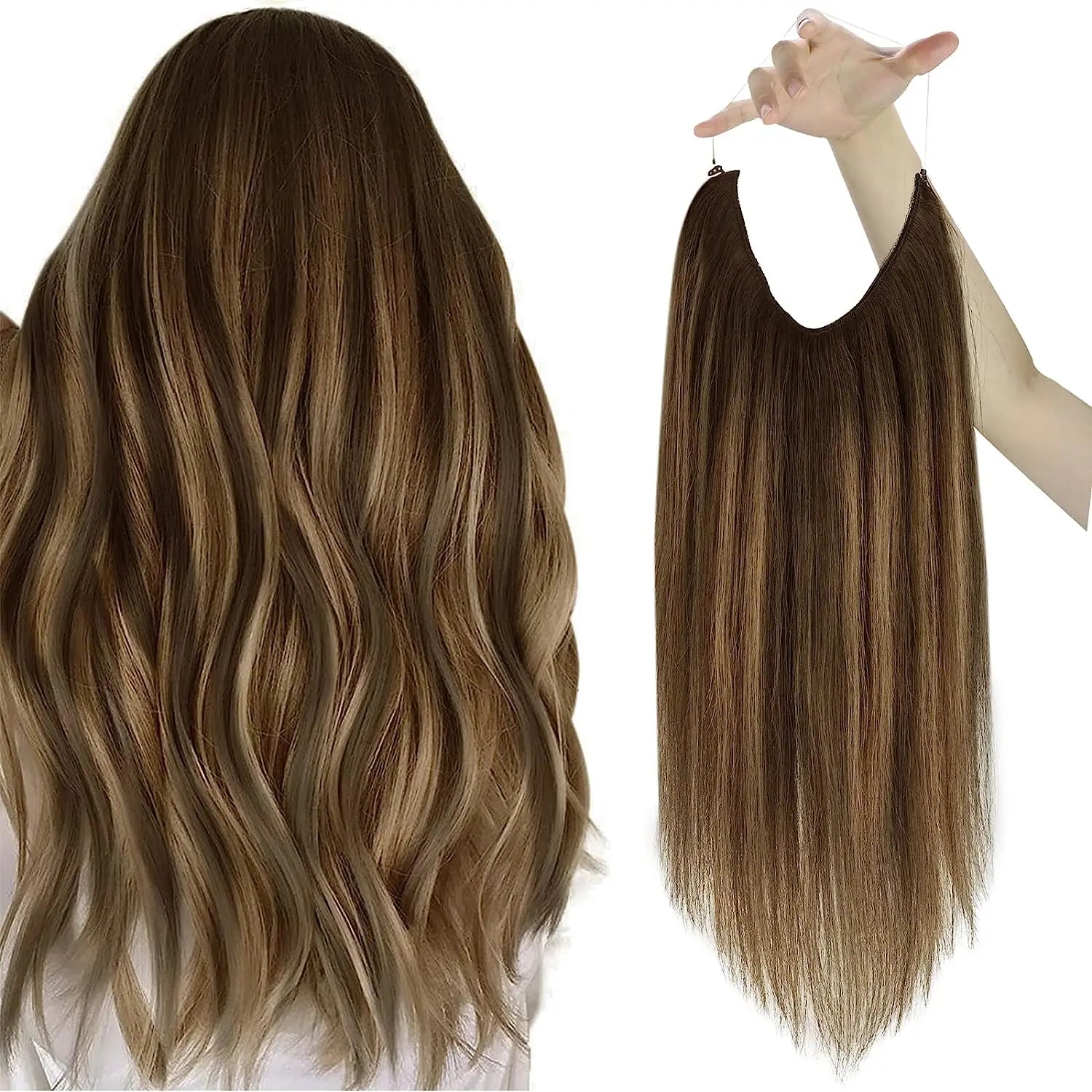Fish Line One Piece Invisible Wire Hair Extensions