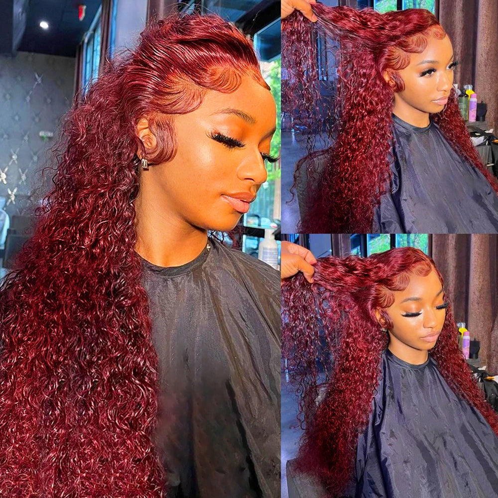 Botisi 99J Burgundy Deep Wave Lace Front Wig
