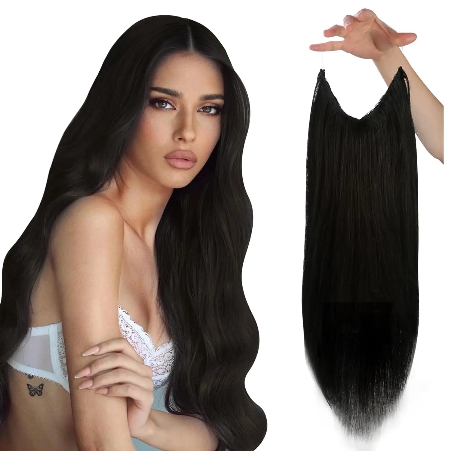 Fish Line One Piece Invisible Wire Hair Extensions