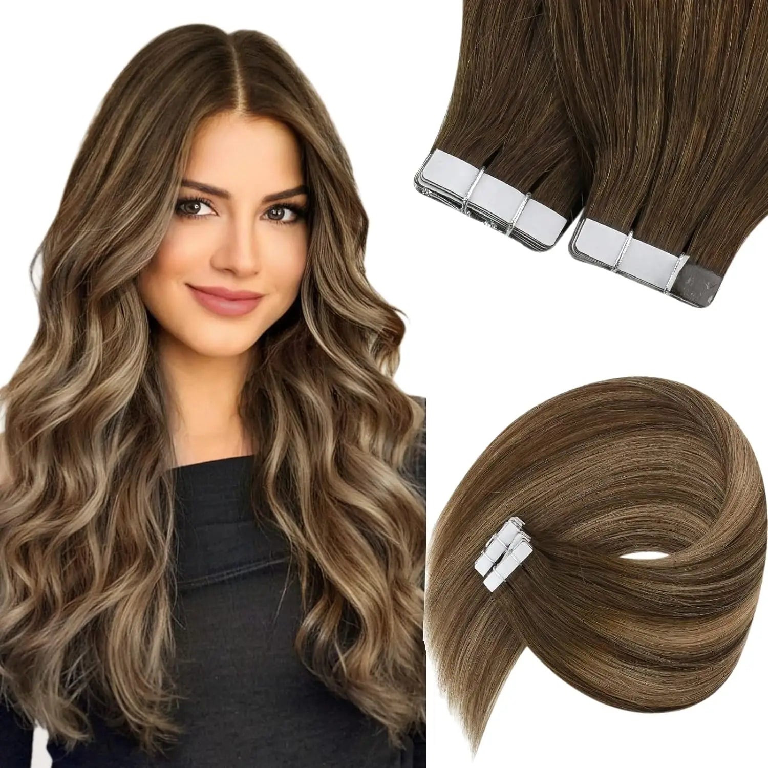 Color Real Natural Hair Skin Weft Extensions