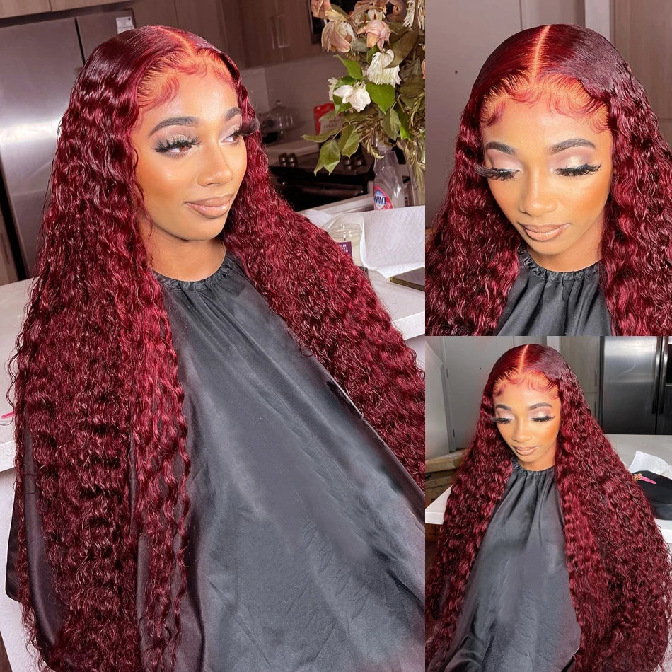 Botisi 99J Burgundy Deep Wave Lace Front Wig