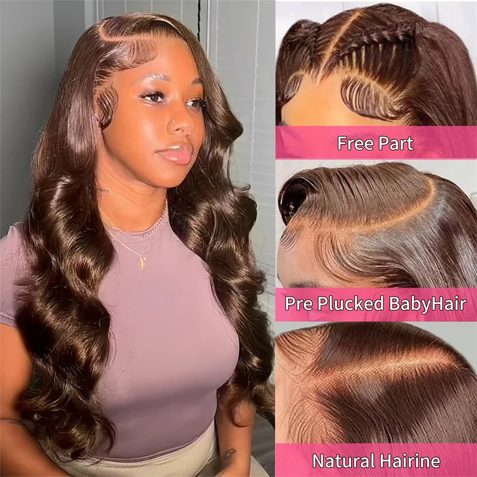 Botisi Chocolate Brown Body Wave Lace Front Wig