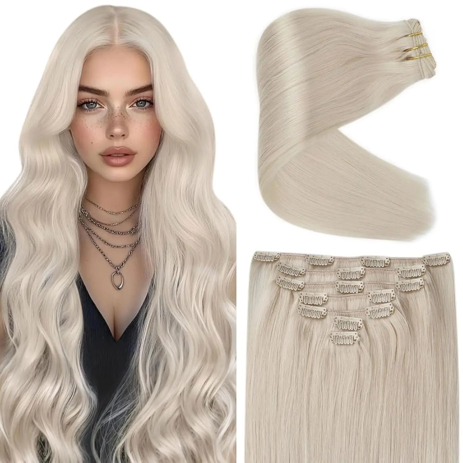 Double Weft Clip in Real Human Hair Extensions
