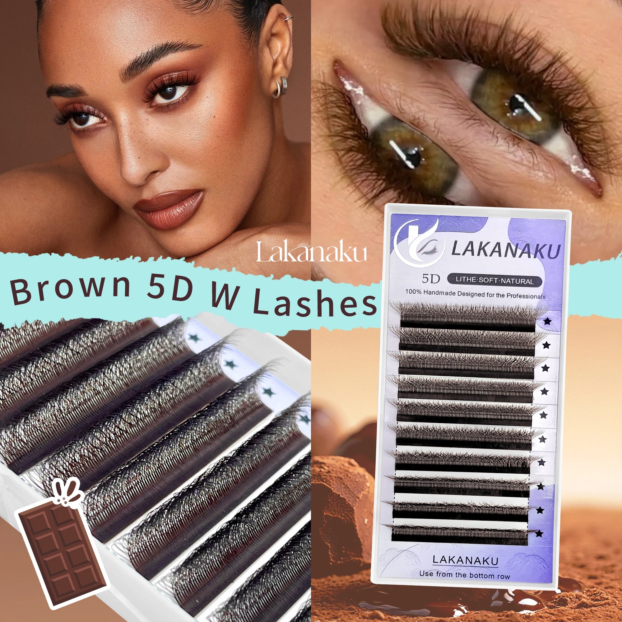 Brown 5D W Shape Lash Extensions
