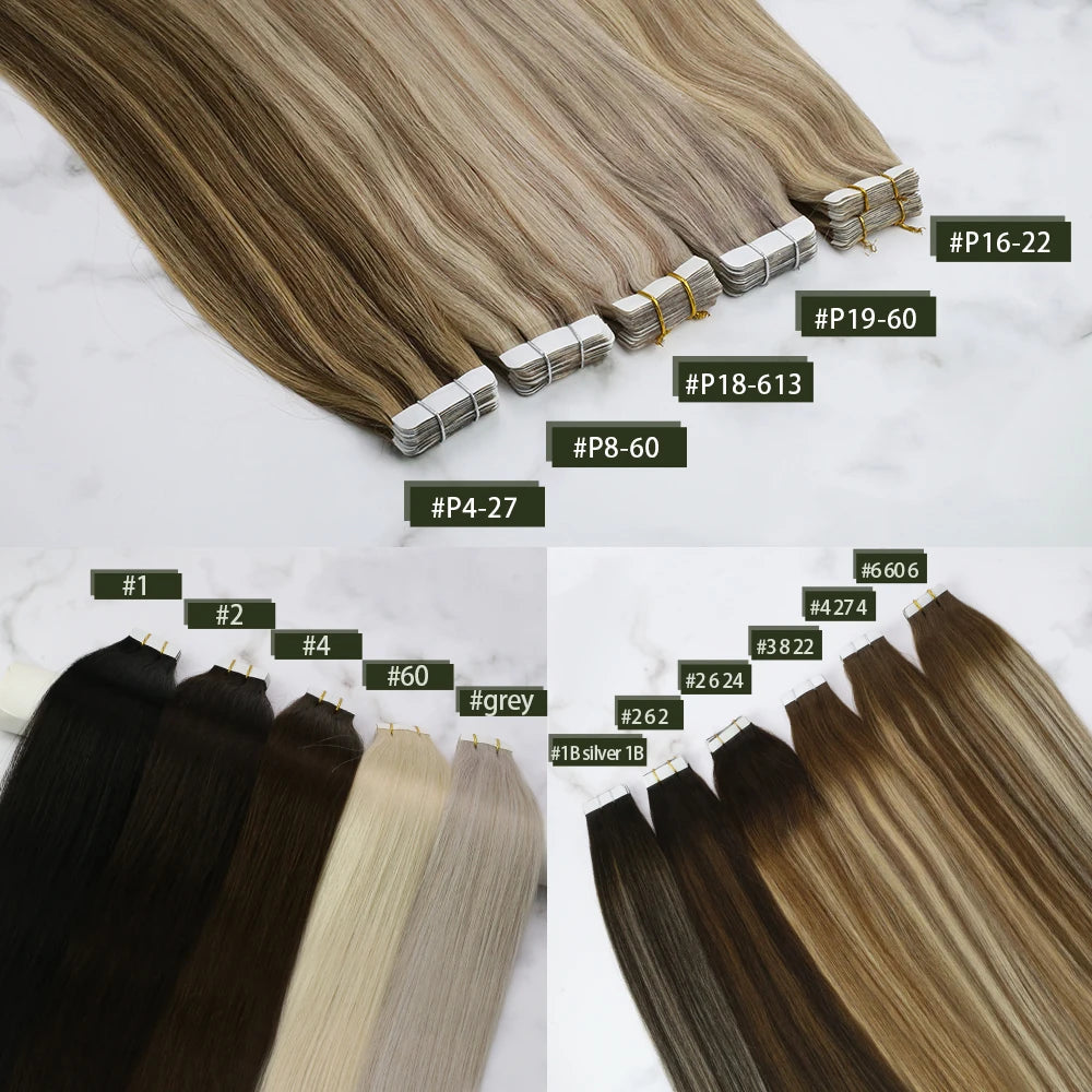 Human Hair Seamless Skin Weft Hair Extensions