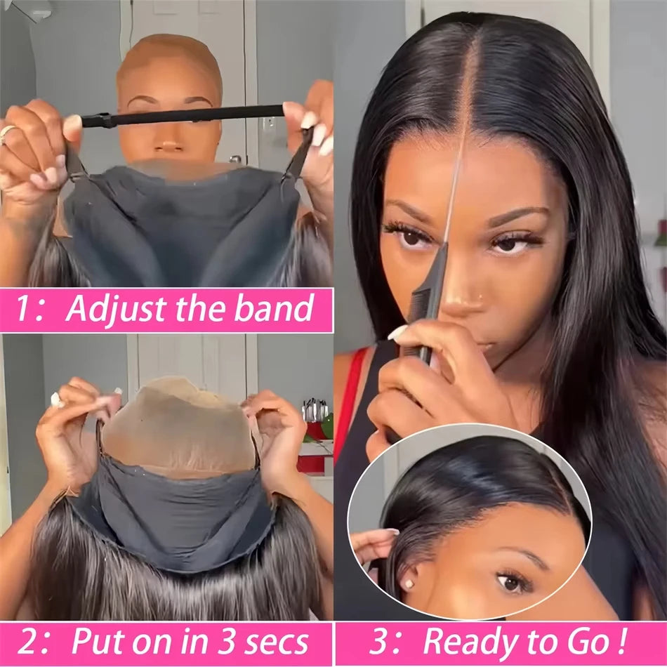 Glueless Wigs Human Hair Bone Straight