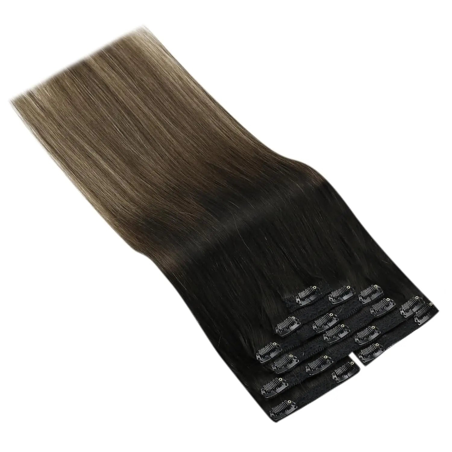 Dark Brown Blonde Clip on Extensions