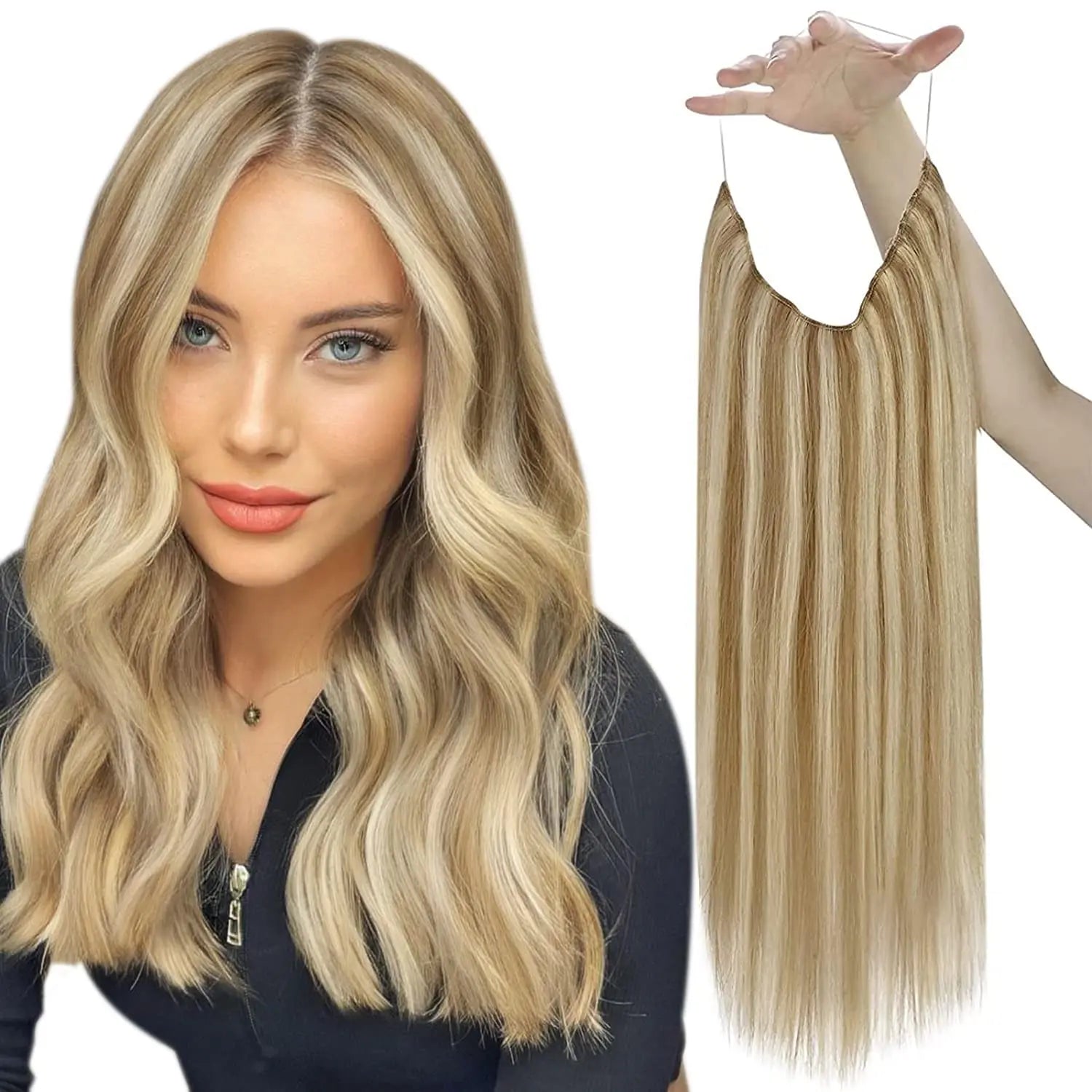 Fish Line One Piece Invisible Wire Hair Extensions