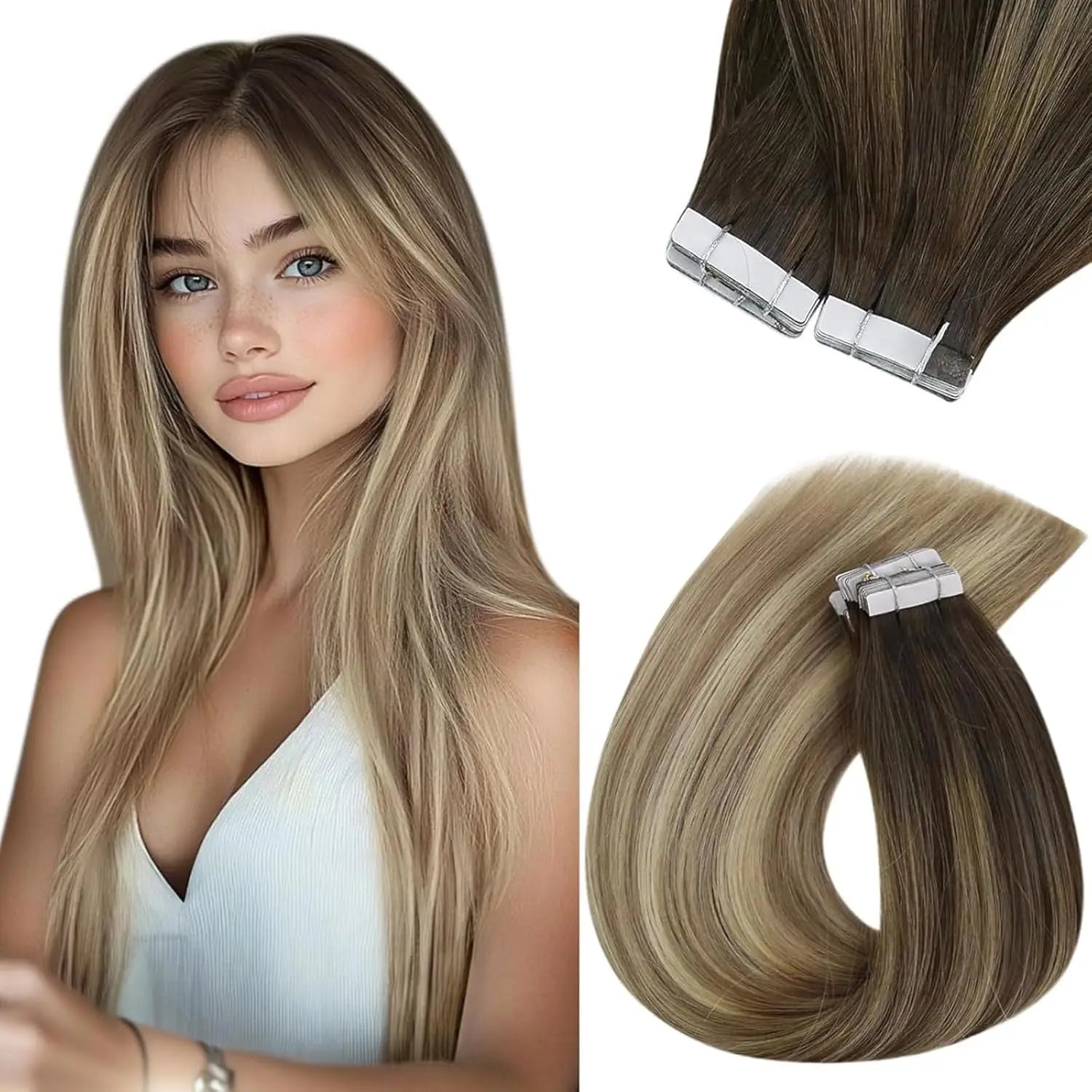 Color Real Natural Hair Skin Weft Extensions