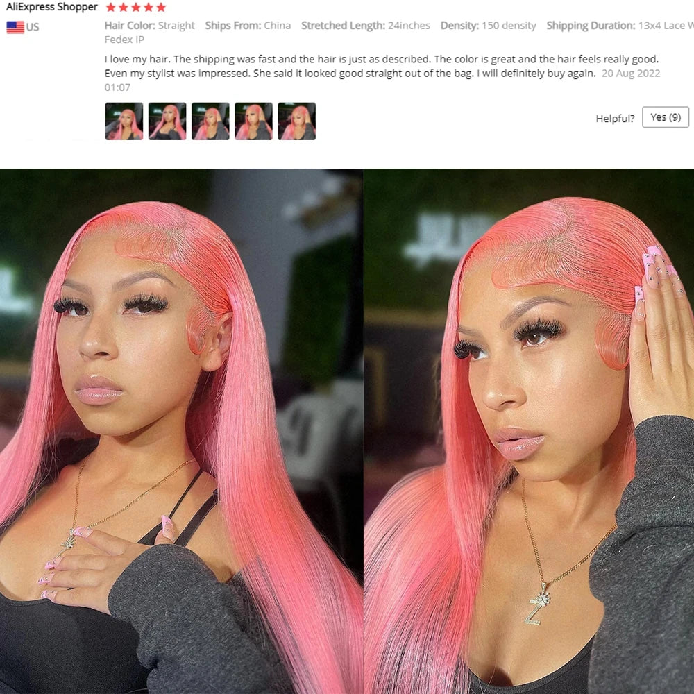 Pink Bone Straight Human Hair Wig