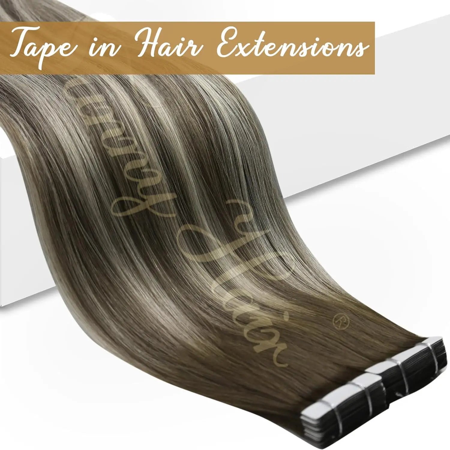 Cool Brown Fading to Ash Brown with Blonde Long Hair Extensions