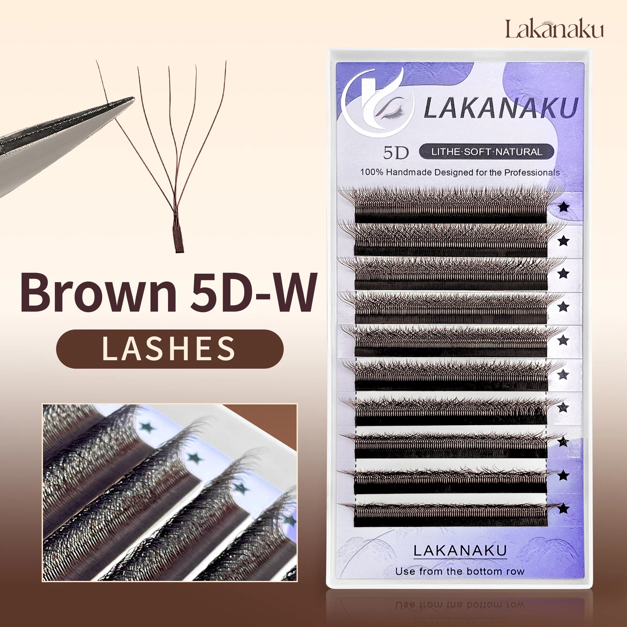 Brown 5D W Shape Lash Extensions