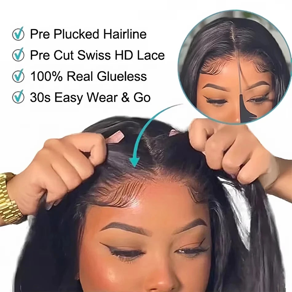 Human Hair Ready To Wear Bone Straight Wigs