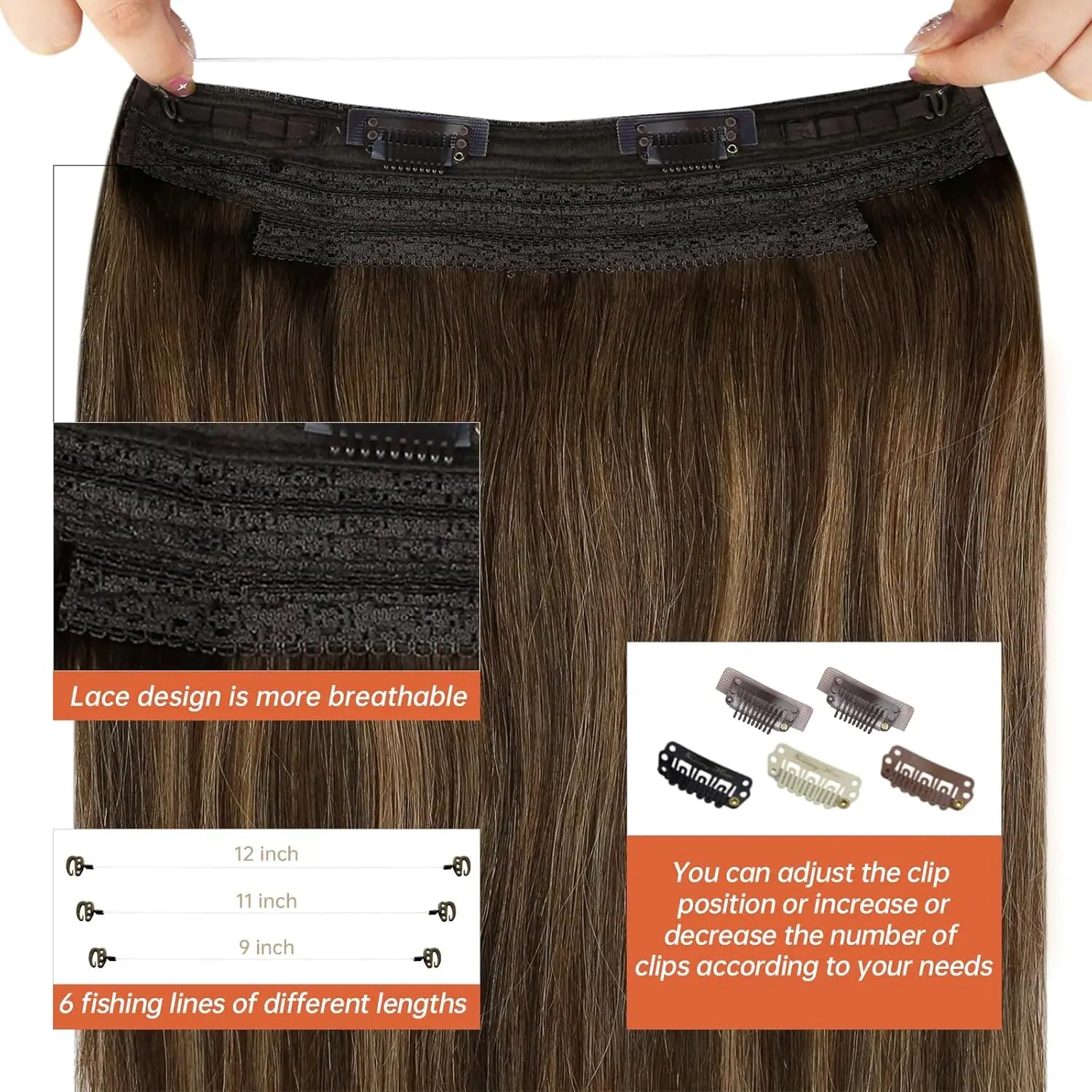 Fish Line Human Hair Extension