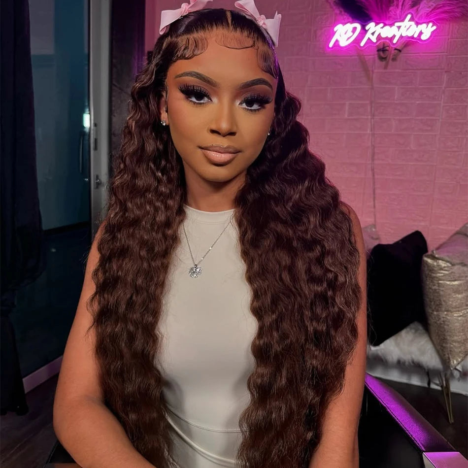 Chocolate Brown Curly Lace Front Wig