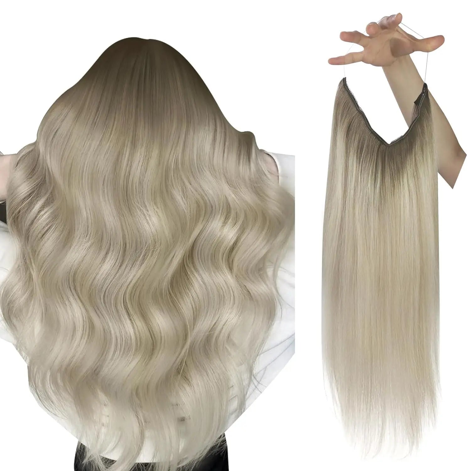 Fish Line One Piece Invisible Wire Hair Extensions