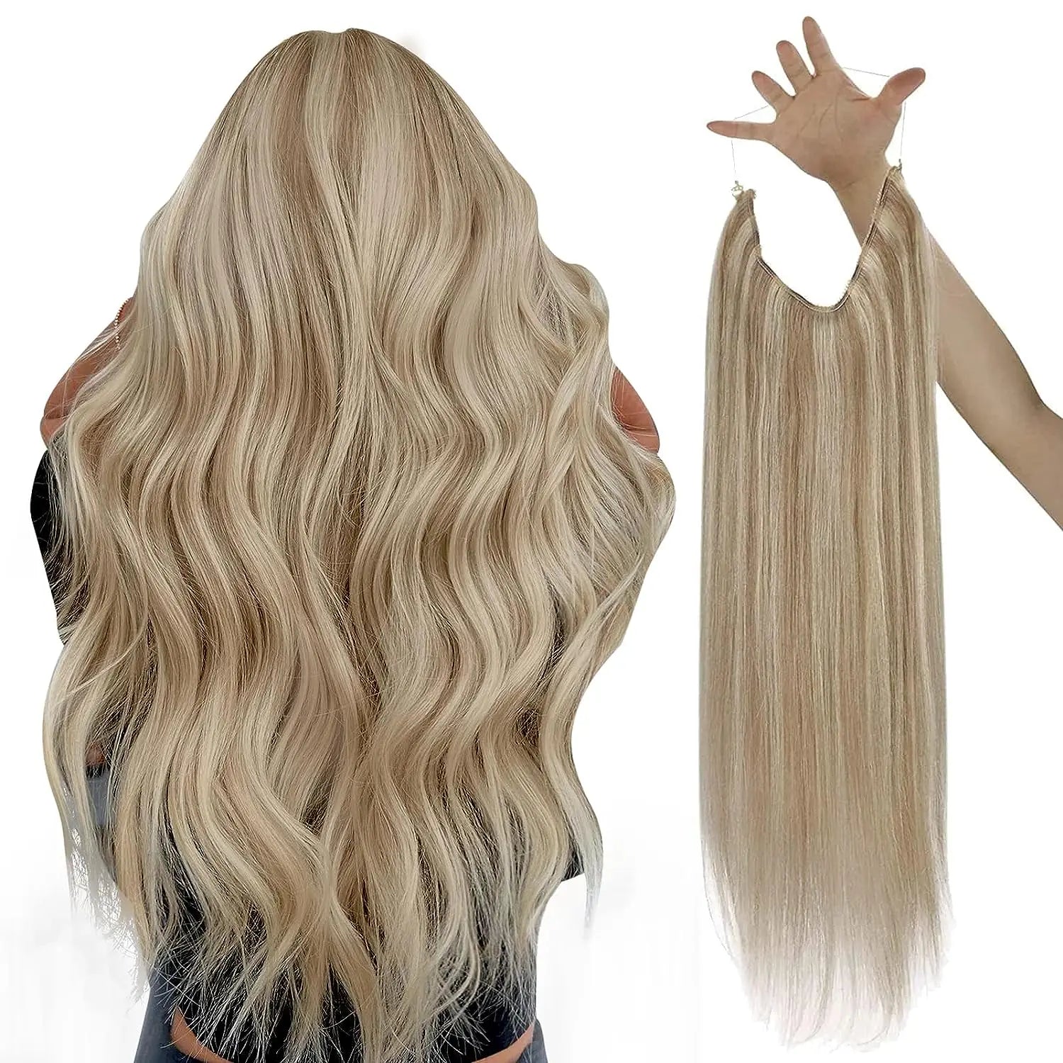 Fish Line One Piece Invisible Wire Hair Extensions