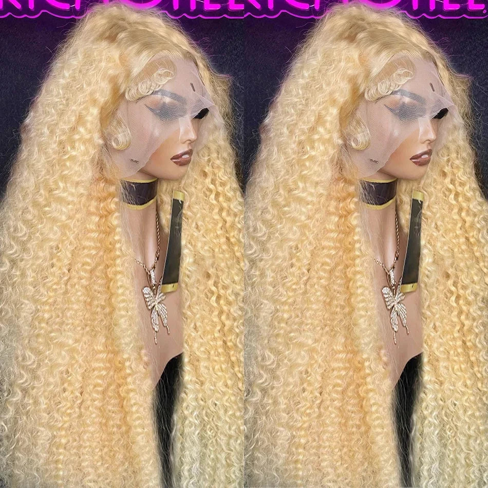 Honey Blonde Deep Wave Brazilian Curly Wigs