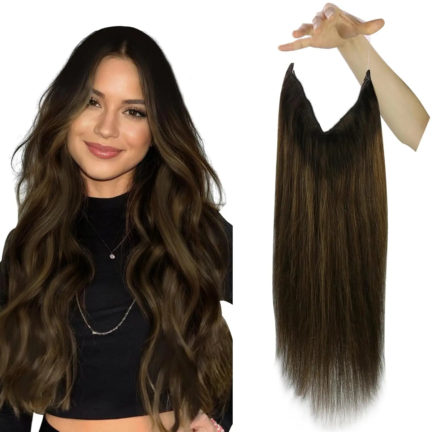 Fish Line One Piece Invisible Wire Hair Extensions