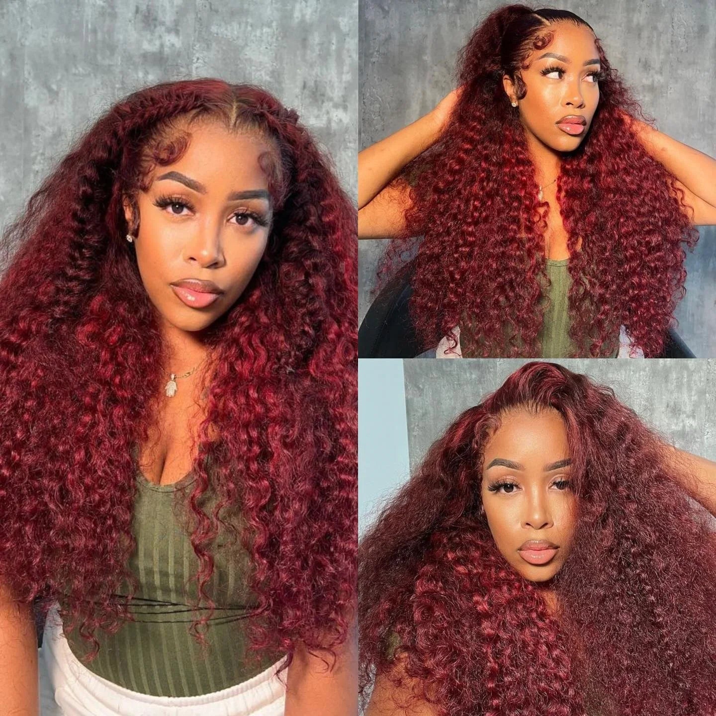 Botisi Burgundy Deep Wave Lace Front Wig