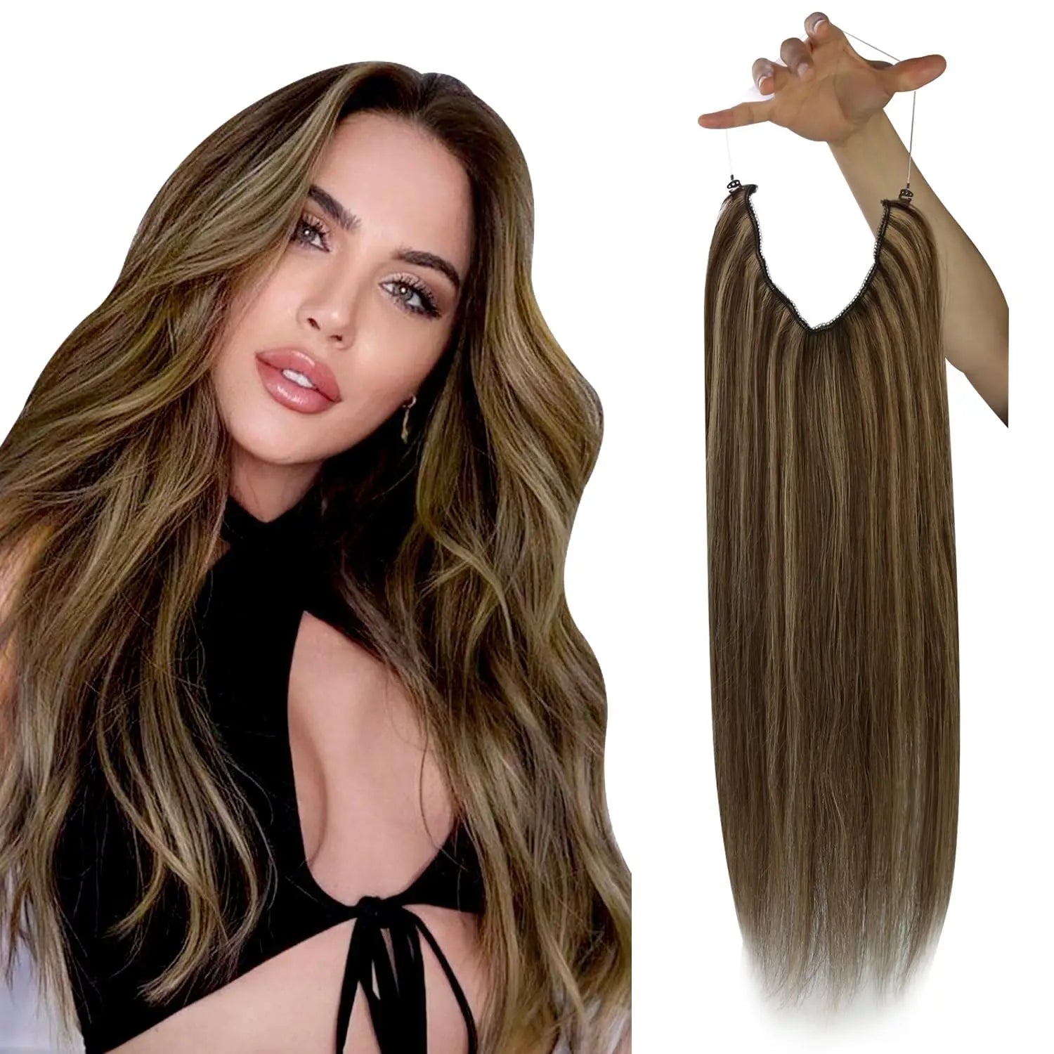 Fish Line One Piece Invisible Wire Hair Extensions