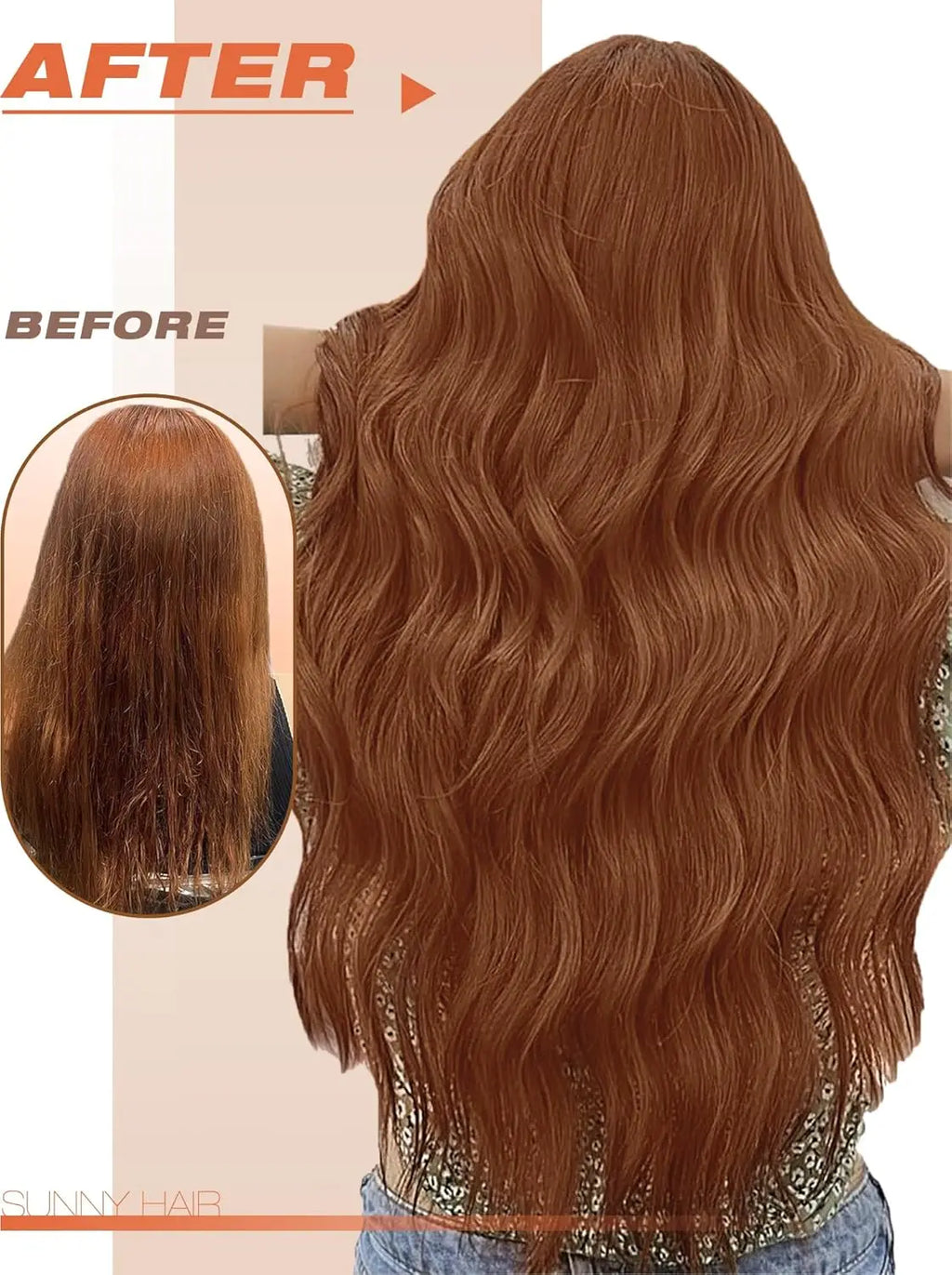 Copper Real Hair Extensions Tape in