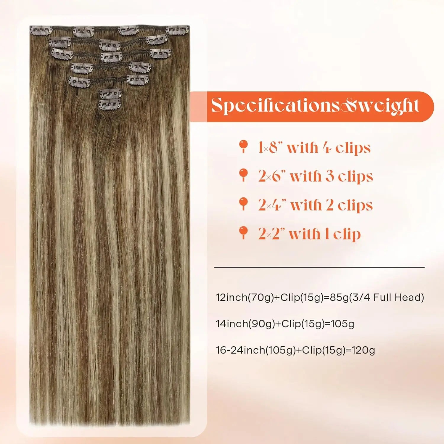 Double Weft Clip Highlighted And Balayage Color Hair Extensions