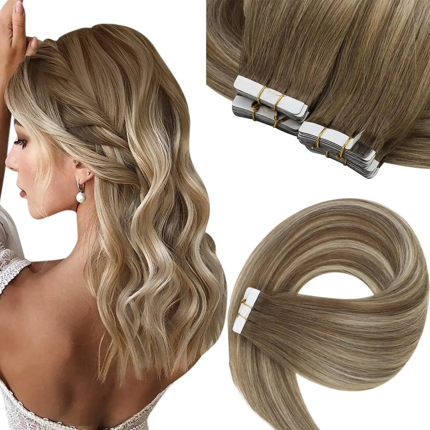 Color Real Natural Hair Skin Weft Extensions