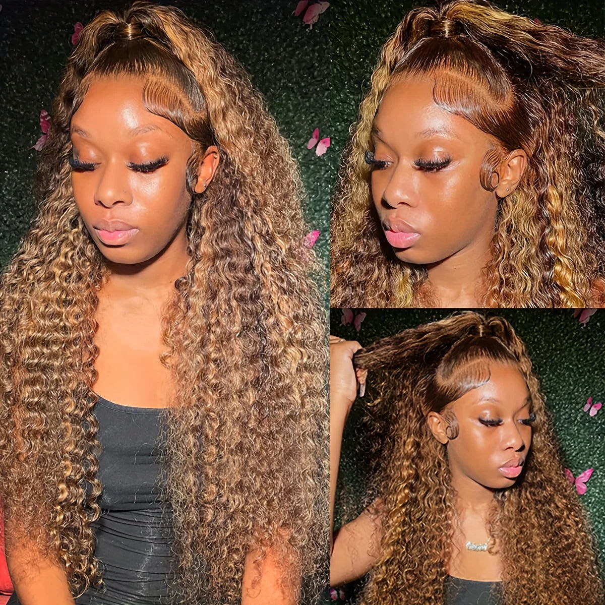 Highlight Ombre Wig Curly Human Hair
