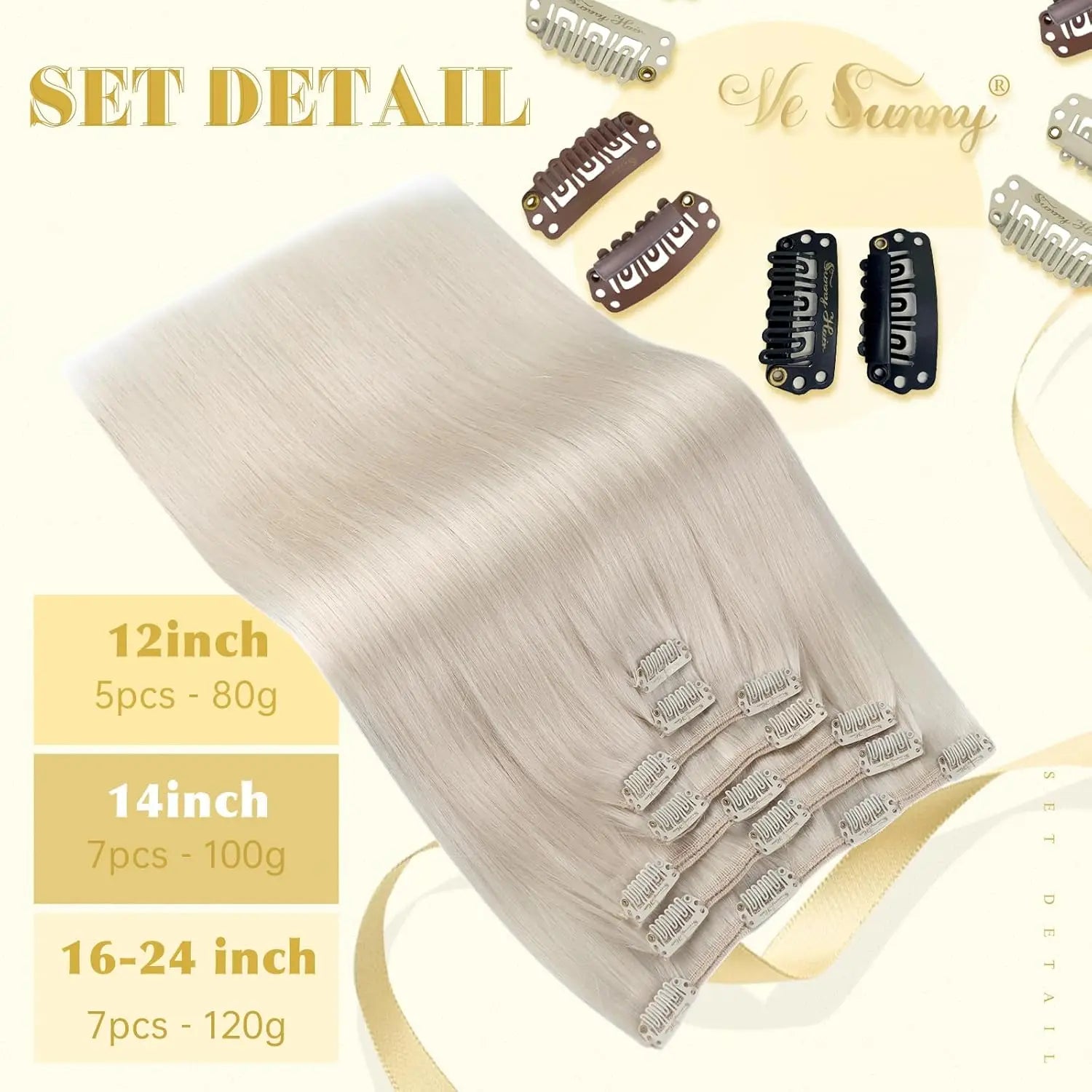Double Weft Clip in Real Human Hair Extensions