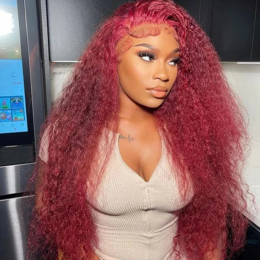 Red Curly Deep Wave Lace Front Wig