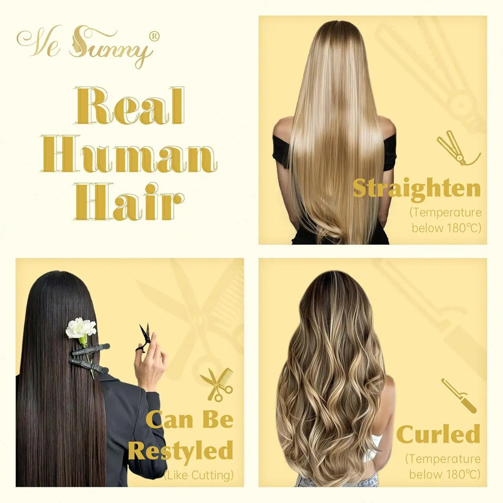 Double Weft Clip in Real Human Hair Extensions